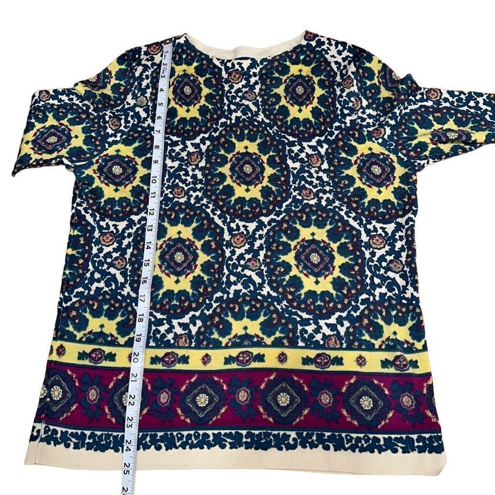 Talbots Womens Merino Wool Colorful Boho Pullover Sweater Artsy Soft Size Large - Picture 7 of 9